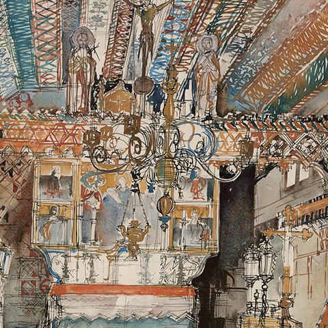 Dębno na Podhalu – wnętrze kościoła pod wezwaniem Św. Michała Archanioła (1968)