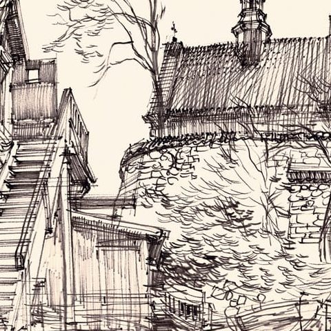 Kazimierz Dolny – klasztor Reformatów, schody (1983)