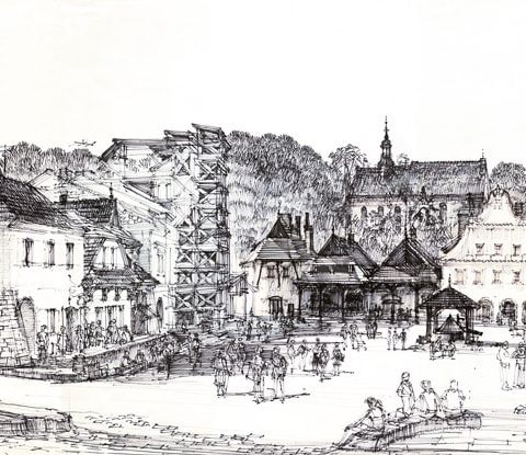 Kazimierz Dolny – panorama rynku (1985)