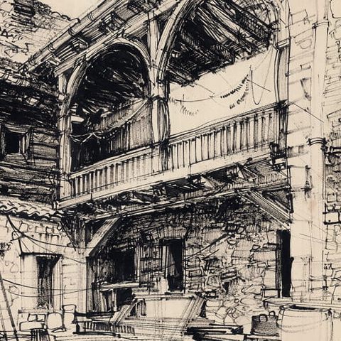 Kazimierz Dolny – Podwórze domu przy ul. Senatorskiej (1957)