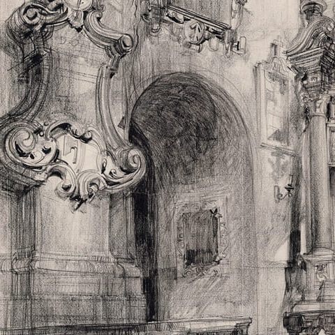 Kazimierz Dolny – Wnętrze klasztoru o. o. Reformatów (1957)