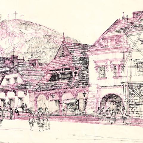 Kazimierz Dolny – rynek, góra krzyżowa (1985)
