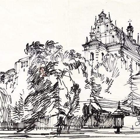 Kazimierz Dolny – widok na farę (1985)