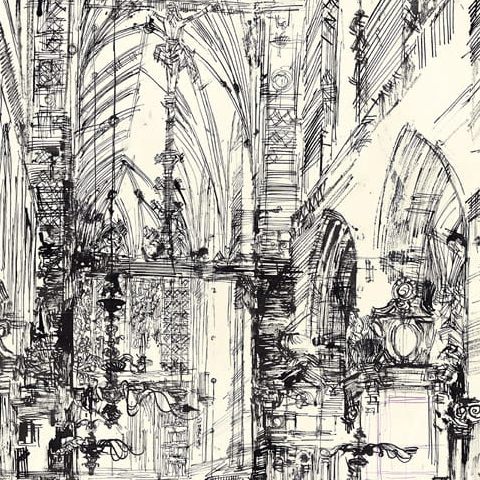 Kraków – kościół Mariacki, wnętrze (1959)