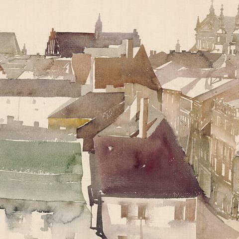 Kraków – ul. Kanonicza, widok z Wawelu (1960)