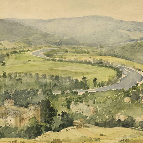 Krasiczyn - Zamek, panorama doliny Sanu (1954)