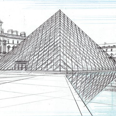 Paryż – dziedziniec Luwru, piramida (2001)
