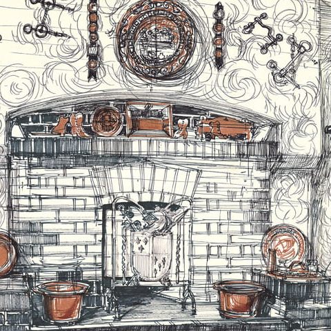 Szkocja – wnętrze z kominkiem (1979)