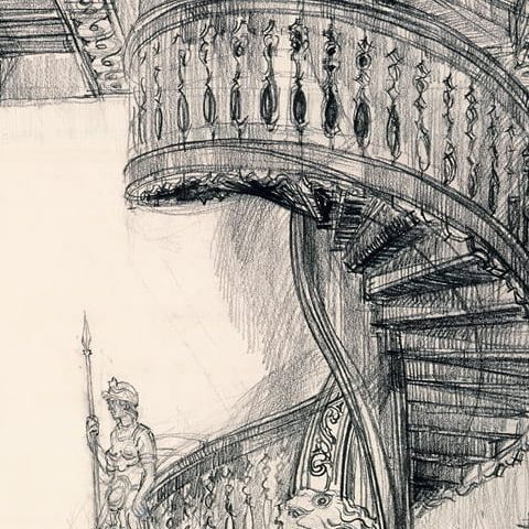 Toruń – Kamienica „Pod Gwiazdą”, wnętrze, schody kręcone (XVII w.) (1984)