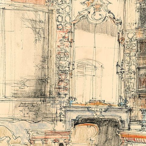 Warszawa, Pałac w Wilanowie – wnętrze (1964)