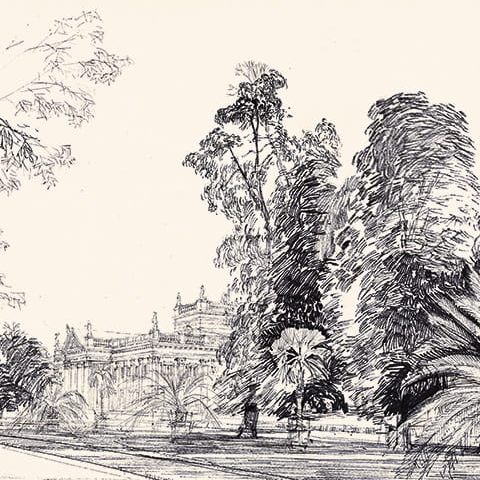 Warszawa – Łazienki, park, w głębi pałac (1964)